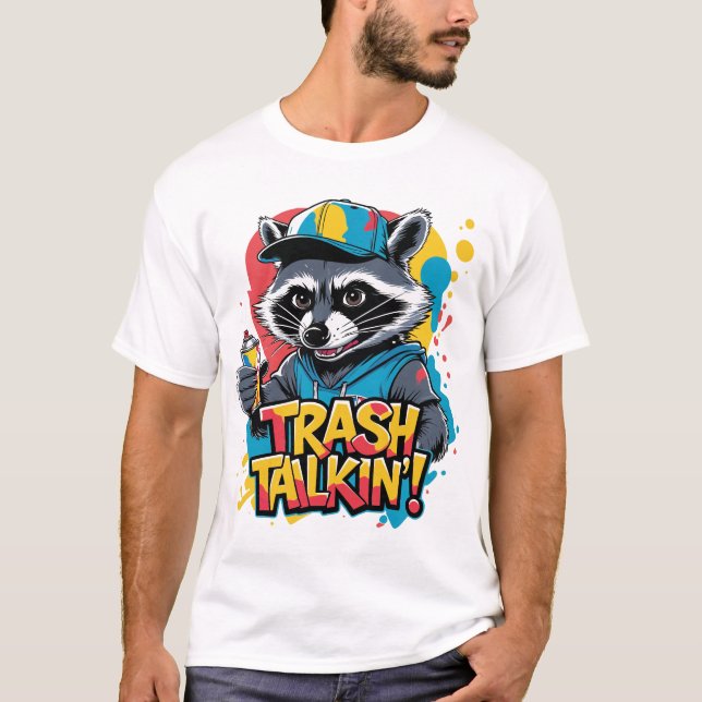 Trash Talkin' Racoon Street Art T-Shirt (Front)