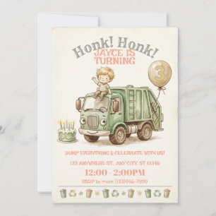 Trash Truck Birthday Invitation Dump Truck Party