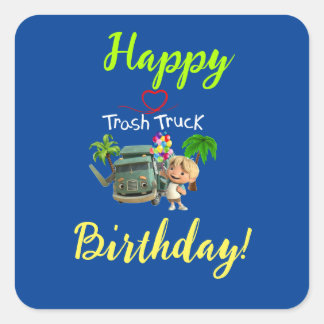 Trash Truck Square Sticker