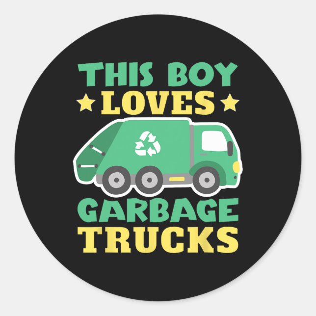 Trash Trucks Toddler Garge Truck Kids  Classic Round Sticker (Front)