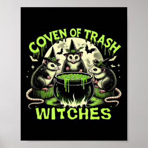 Trash Witches Opossum Spooky Halloween Poster