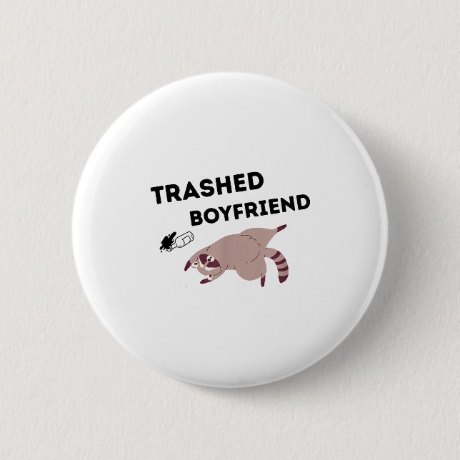 Trashed Boyfriend, Funny Trashed Panda Couples Pre 6 Cm Round Badge (Front)