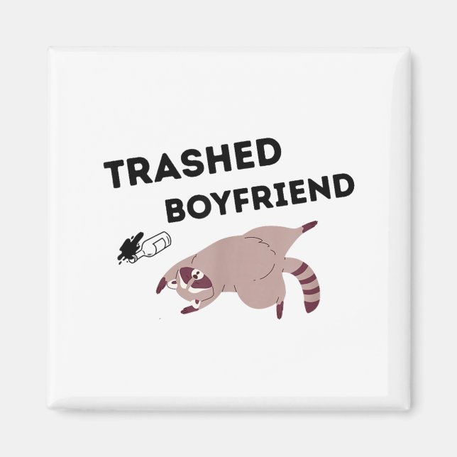 Trashed Boyfriend, Funny Trashed Panda Couples Pre Magnet (Front)