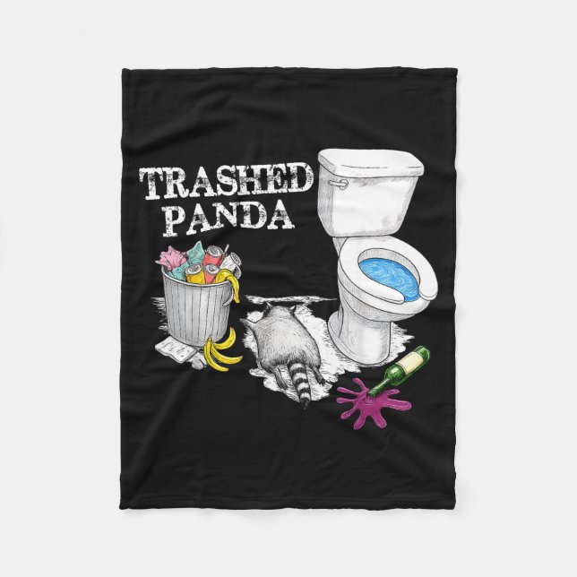 Trashed Panda Drunk Racoon Party Animal Meme Funny Fleece Blanket (Front)