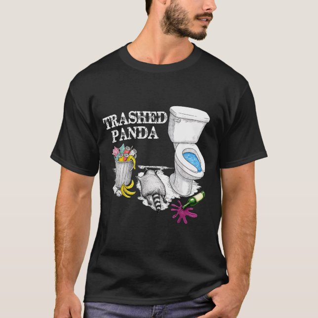 Trashed Panda Drunk Racoon Party Animal Meme Funny T-Shirt (Front)