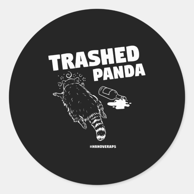 Trashed Panda Drunken Raccoon Funny Meme  Classic Round Sticker (Front)