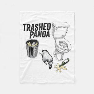 Trashed Panda, Funny Drunk Raccoon, Trash Panda Hu Fleece Blanket