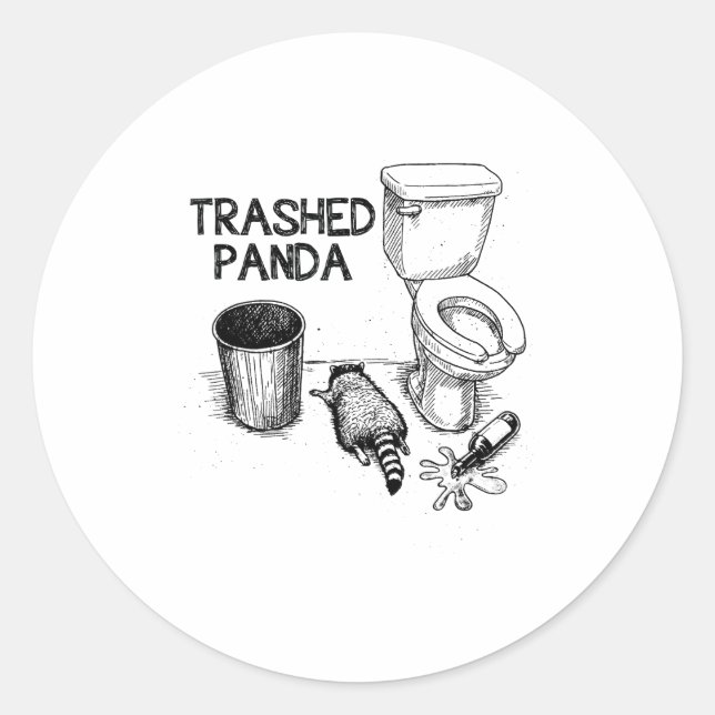 Trashed Panda Funny Drunk Racoon  Classic Round Sticker (Front)