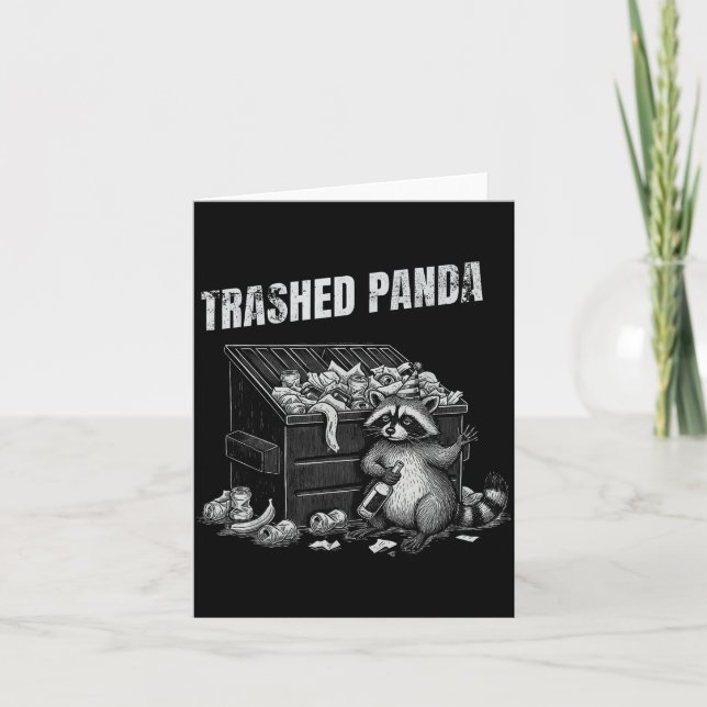 Trashed Panda Funny Drunk Racoon Cool Animals Grap Card (Front)