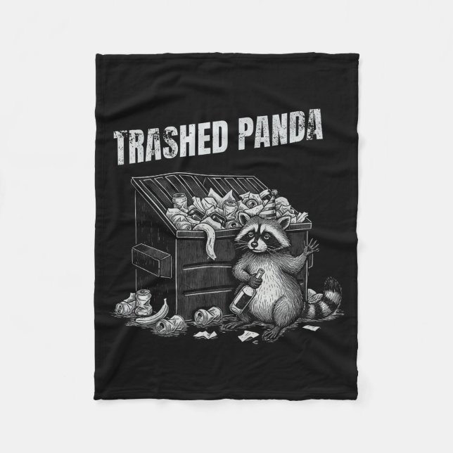 Trashed Panda Funny Drunk Racoon Cool Animals Grap Fleece Blanket (Front)
