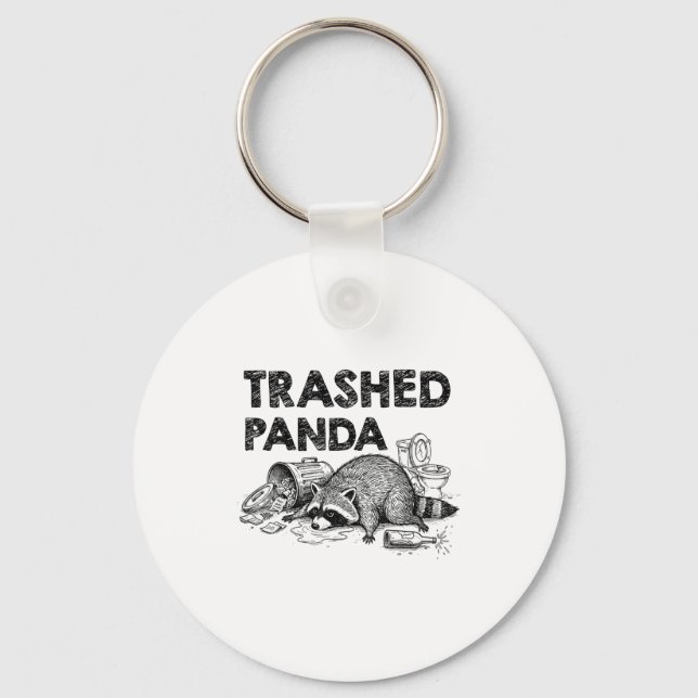 Trashed Panda Funny Drunk Racoon Gets Drunk Meme F Key Ring (Front)