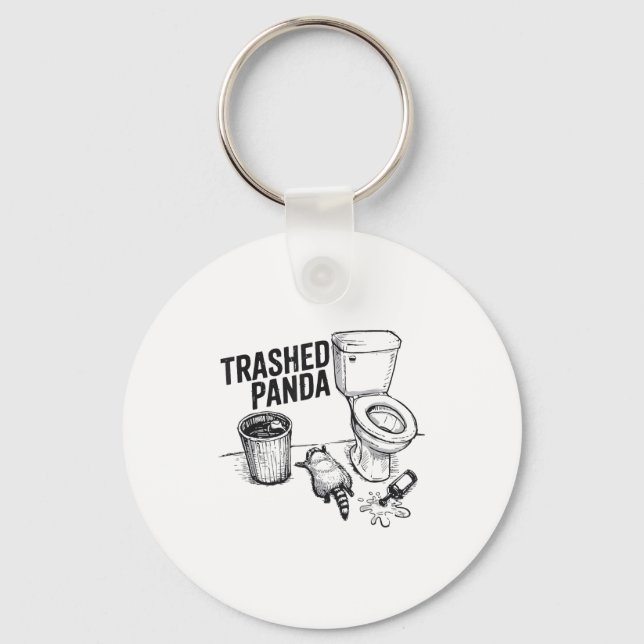 Trashed Panda Funny Drunk Racoon  Key Ring (Front)