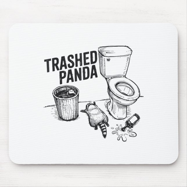 Trashed Panda Funny Drunk Racoon  Mouse Mat (Front)