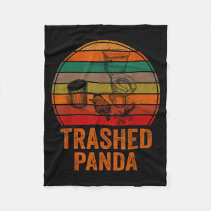 Trashed Panda Funny Drunk Racoon Vintage Funny Men Fleece Blanket