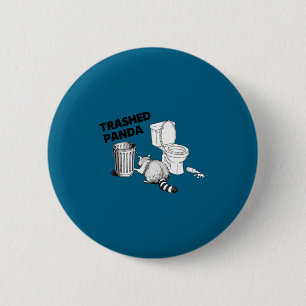 Trashed panda funny racoon humorous animal lover  6 cm round badge