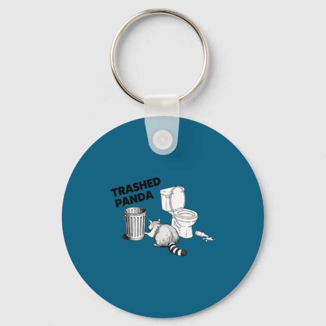 Trashed panda funny racoon humourous animal lover  key ring (Front)