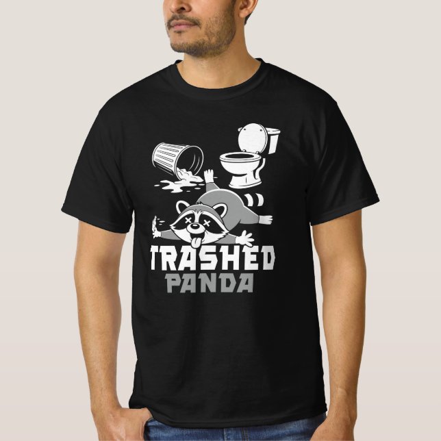 Trashed Panda Funny Racoon Style Humour T-Shirt (Front)