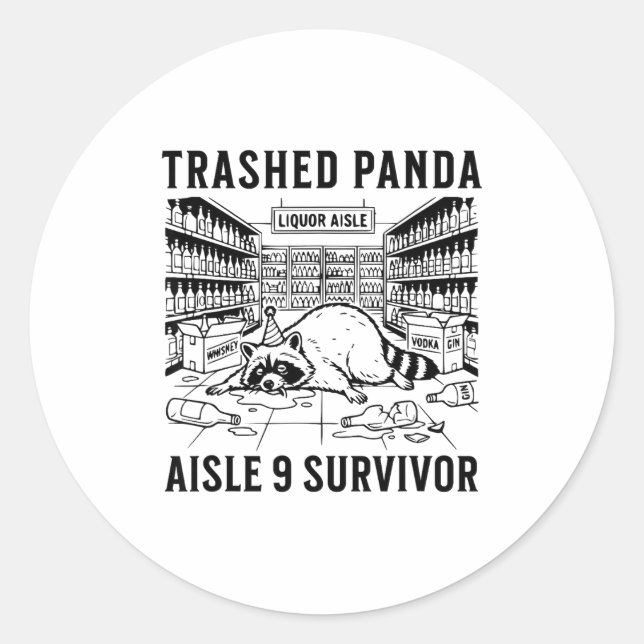 Trashed Panda Liquore Funny Hangover Crazy Drunk R Classic Round Sticker (Front)