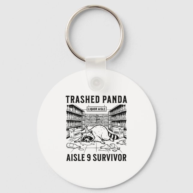 Trashed Panda Liquore Funny Hangover Crazy Drunk R Key Ring (Front)