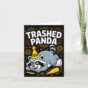 Trashed Panda New Year 2026 Funny Raccoon Design Card