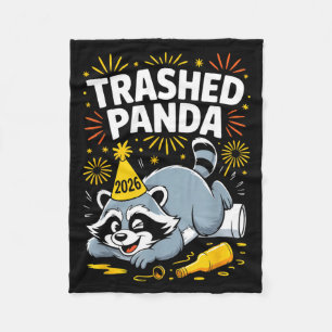 Trashed Panda New Year 2026 Funny Raccoon Design  Fleece Blanket