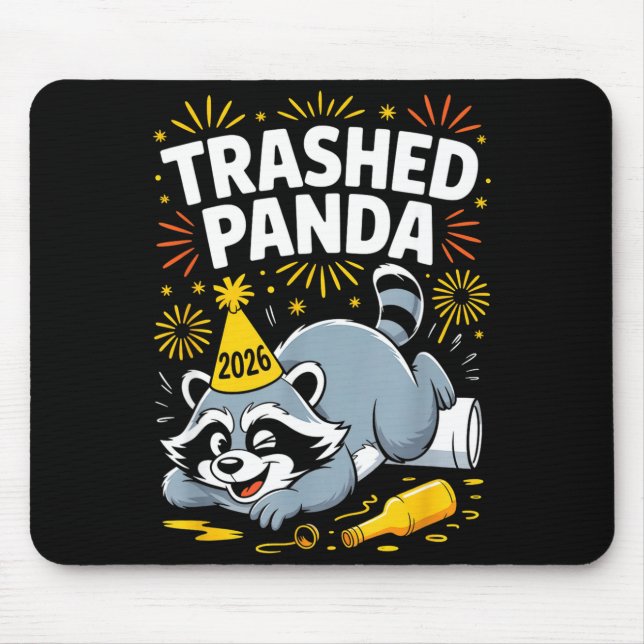 Trashed Panda New Year 2026 Funny Raccoon Design  Mouse Mat (Front)