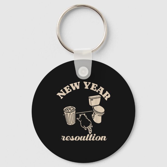 Trashed Panda New Year Resolution Funny Drunk Racc Key Ring (Front)