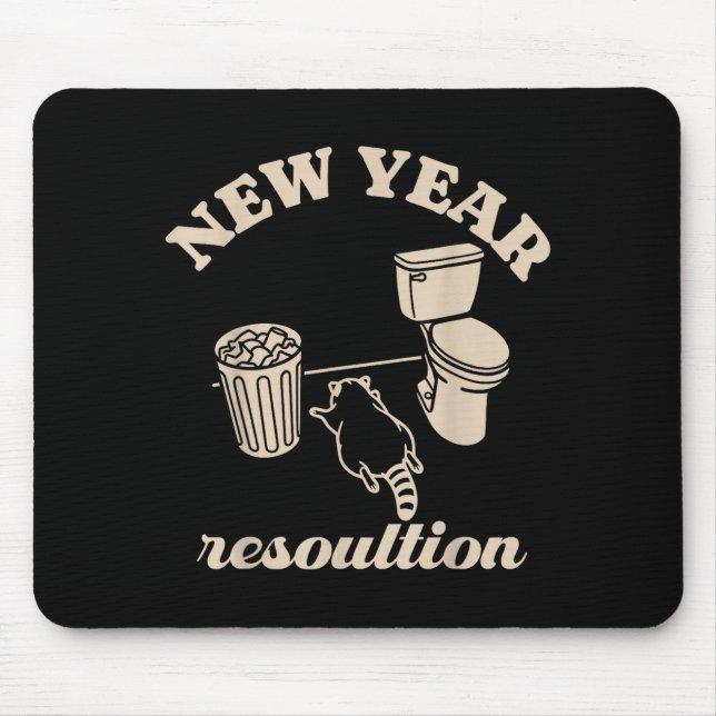 Trashed Panda New Year Resolution Funny Drunk Racc Mouse Mat (Front)