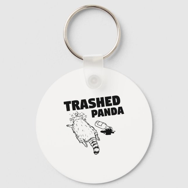 Trashed Panda Raccoon Funny Raccoon Gets Drunk Rac Key Ring (Front)