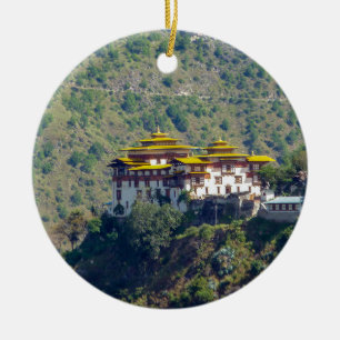 Trashigang Dzong - Eastern Bhutan Ceramic Tree Decoration