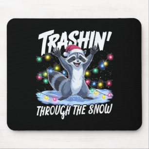Trashin' Through The Snow Funny Christmas Raccoon  Mouse Mat