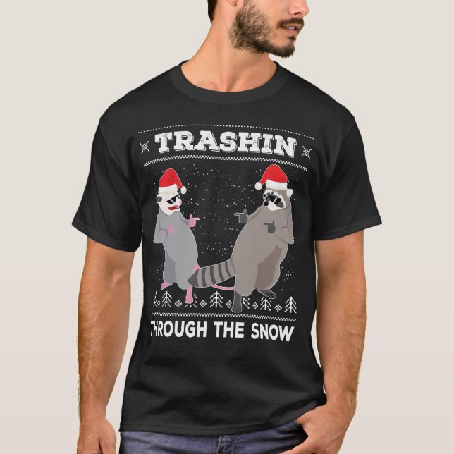 Trashin Through The Snow Garbage Gang Opossum Racc T-Shirt (Front)