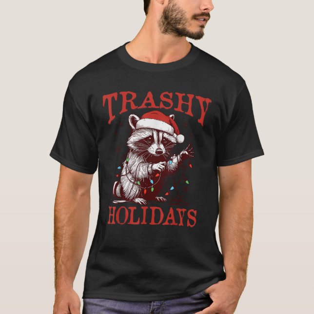 Trashy Holiday Christmas Racoon Santa Xmas Tree F T-Shirt (Front)