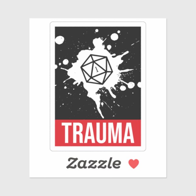 Trauma Critical Fail D20 Dice (Sheet)