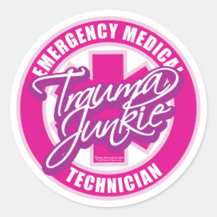 Trauma Junkie Pink Classic Round Sticker