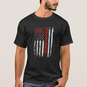 Trauma Nurse Retro American Flag Patriotic Registe T-Shirt