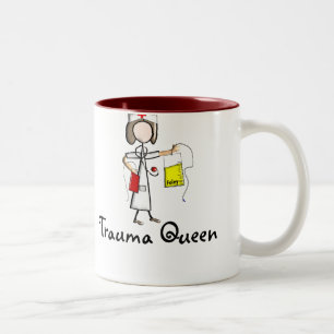 Trauma Nurse "Trauma Queen"  T-Shirts and Gifts Two-Tone Coffee Mug