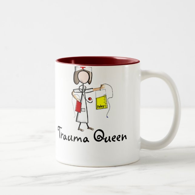 Trauma Nurse "Trauma Queen"  T-Shirts and Gifts Two-Tone Coffee Mug (Right)
