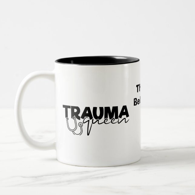 Trauma Queen  Two-Tone Coffee Mug (Left)