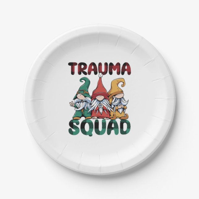Trauma Squad Gnomes Emergency Nursing Paper Plate (Front)