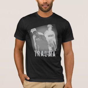 "Trauma" War Image Abstract in Black Grey White T-Shirt