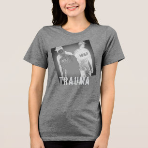 "Trauma" War Image Abstract in Black Grey White Tri-Blend Shirt