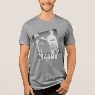 "Trauma" War Image Abstract in Black Grey White Tri-Blend Shirt