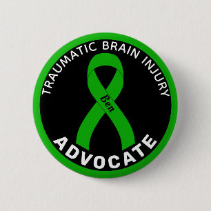Traumatic Brain Injury Advocate Ribbon Black 6 Cm Round Badge