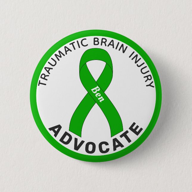 Traumatic Brain Injury Advocate Ribbon White 6 Cm Round Badge (Front)