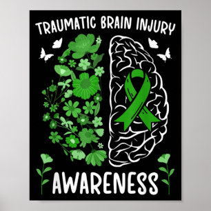 Traumatic Brain Injury Awareness Flowers TBI Poster