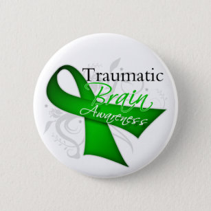 Traumatic Brain Injury Awareness Ribbon 6 Cm Round Badge
