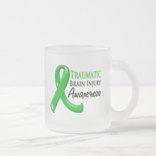 Traumatic Brain Injury Awareness Ribbon Frosted Glass Coffee Mug