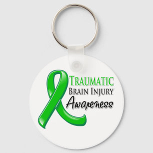 Traumatic Brain Injury Awareness Ribbon Key Ring