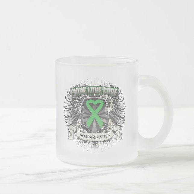 Traumatic Brain Injury Hope Love Cure Frosted Glass Coffee Mug (Right)